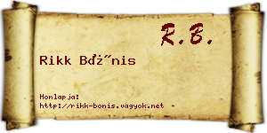 Rikk Bónis névjegykártya